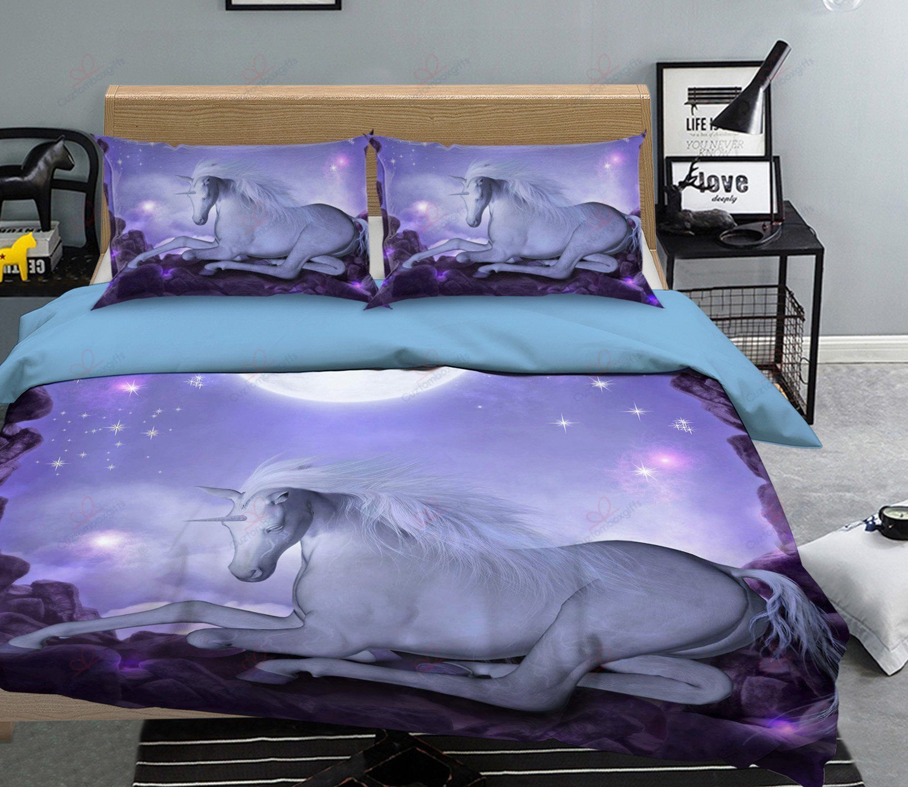 Night Fabulous Unicorn Printed Bedding Set
