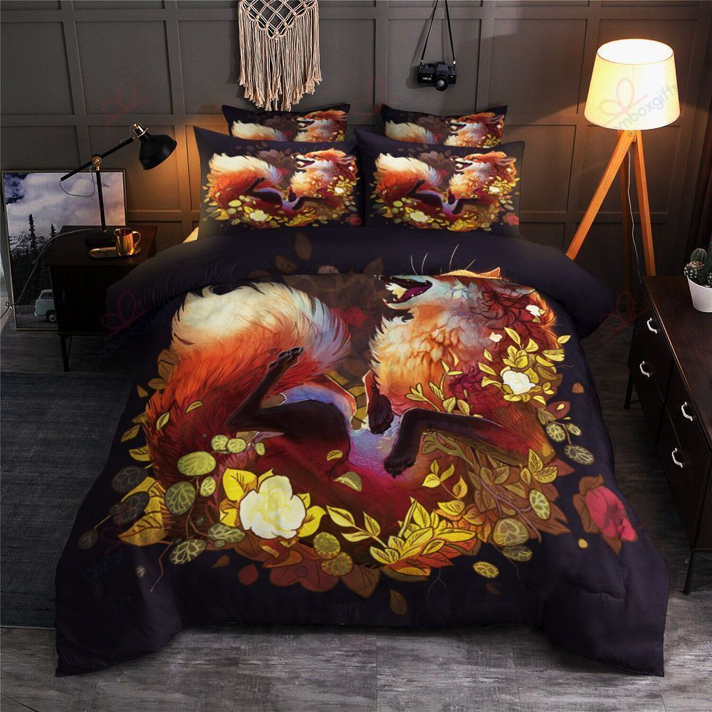 Night Flower Fox Bedding Set