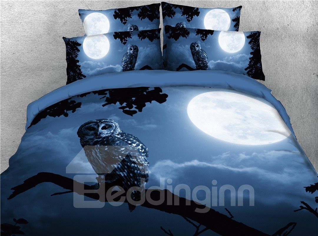 Night Owl and Bright Moon Bedding Set