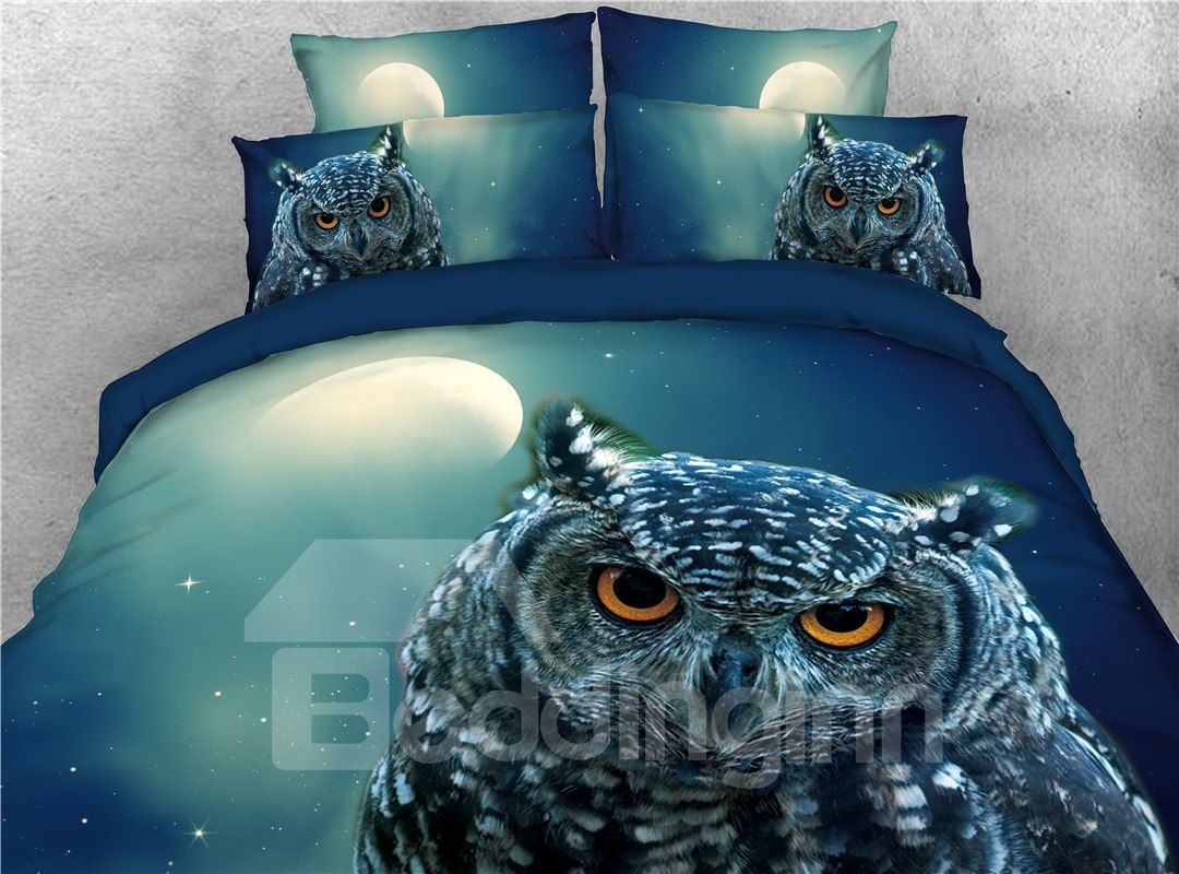 Night Owl and Moon Bedding Set