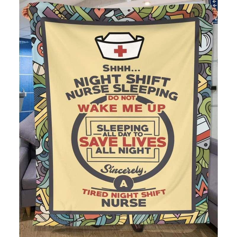 Night Shift Nurse Sleeping Do Not Wake Me Up Printed Fleece Blanket