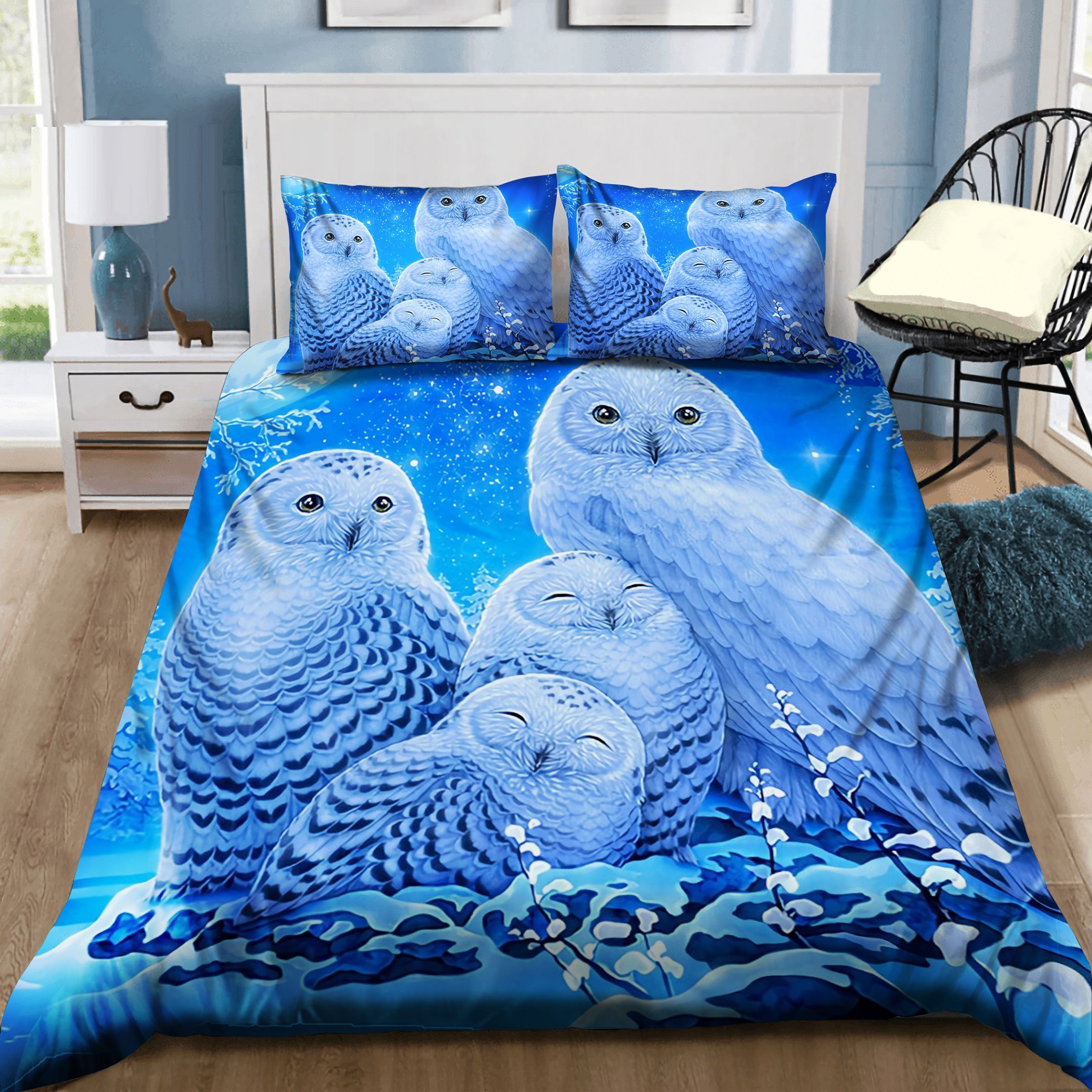 Night Snow Owl Bedding Set