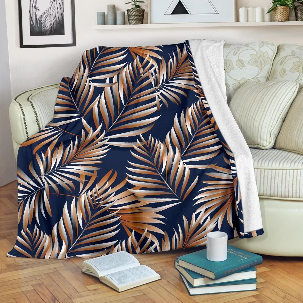 Night Tropical Flower Pattern Print Design Fleece Blanket