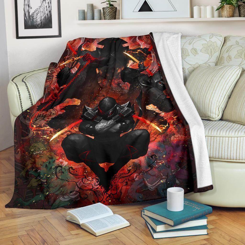 Ninja Fighting With Fire Printed Fleece Blanket