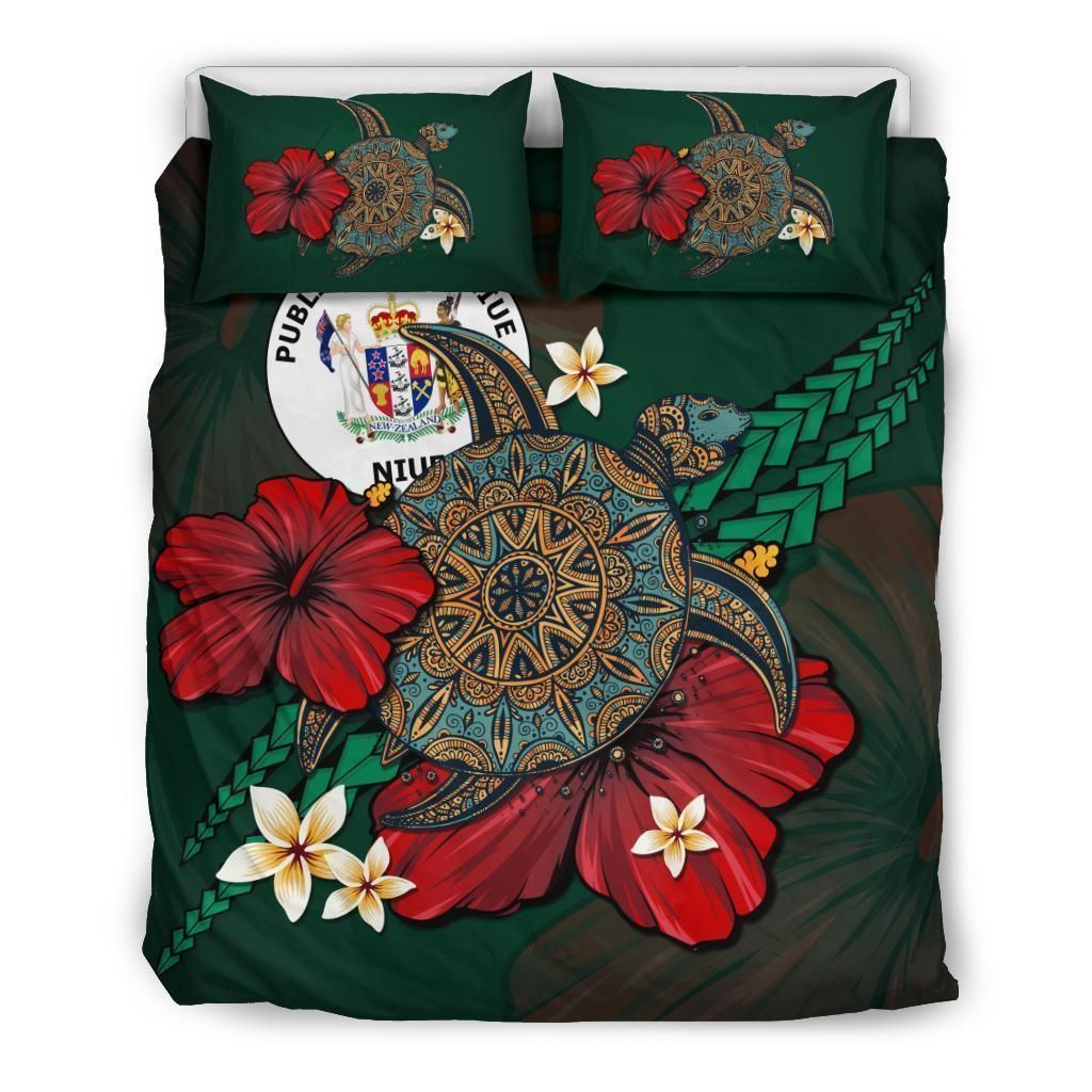 Niue Green Turtle Tribal Bedding Set