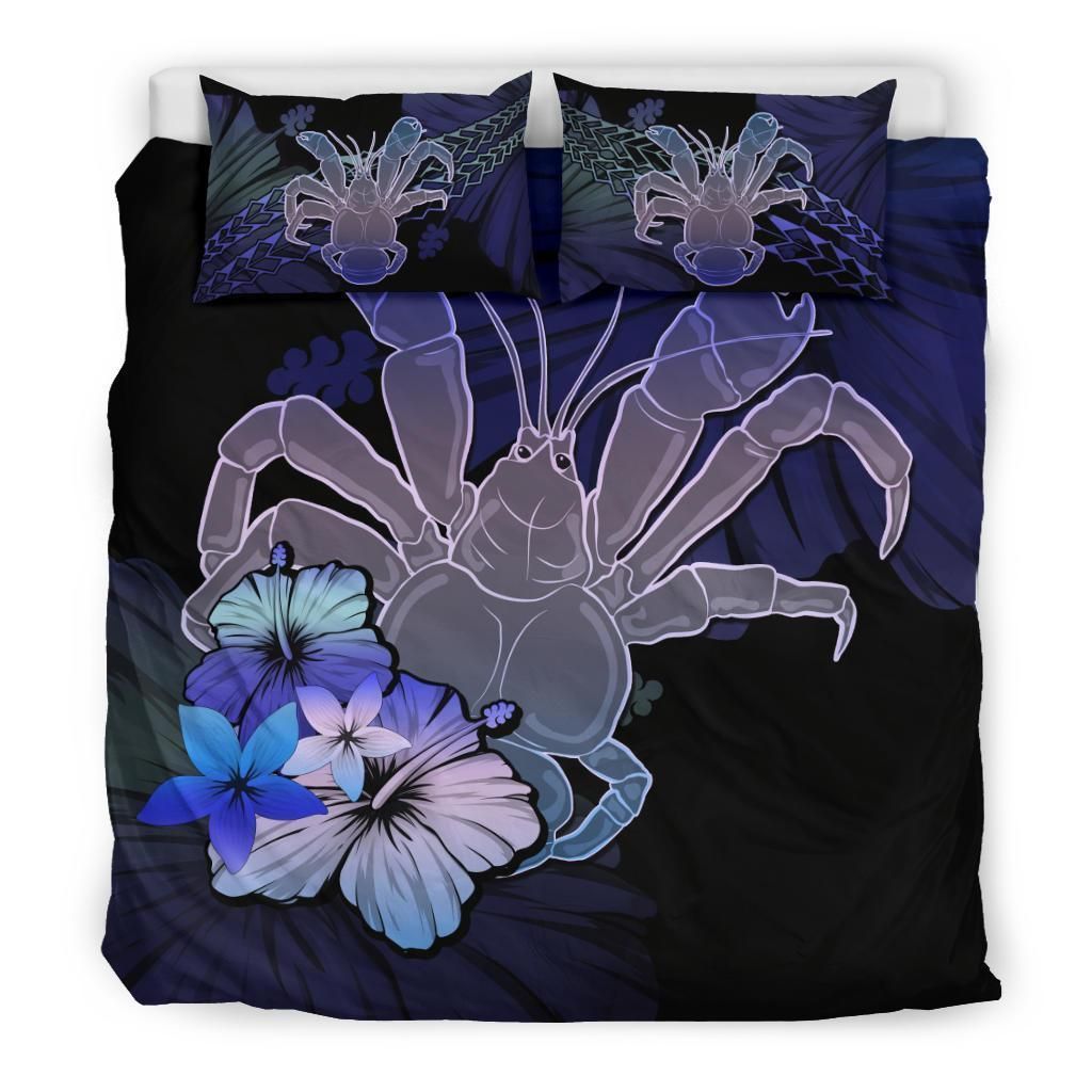 Niue Purple Blue Coconut Crab Hibiscus Bedding Set