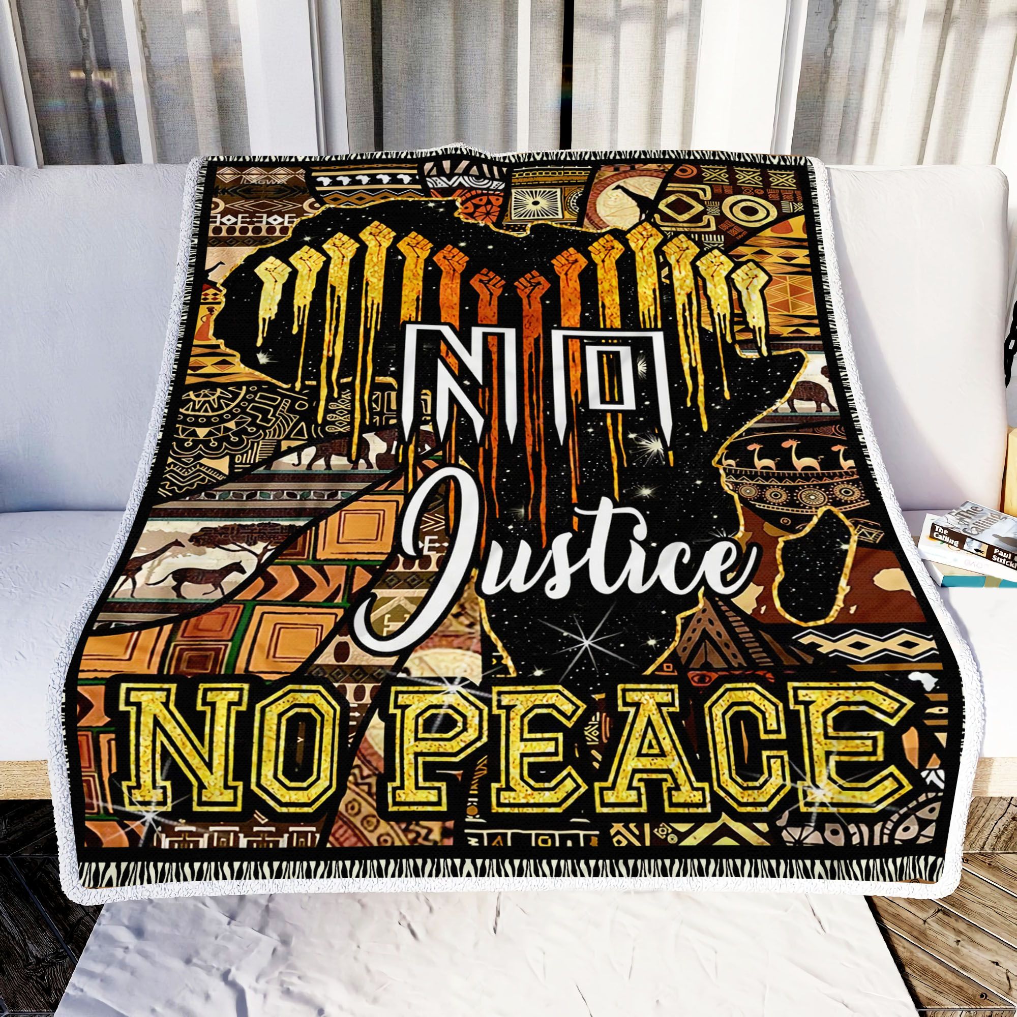 No Justice No Peace African Fleece Blanket