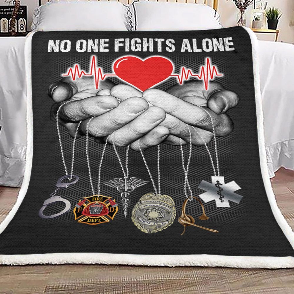 No One Fights Alone Firefighter Sherpa Fleece Blanket