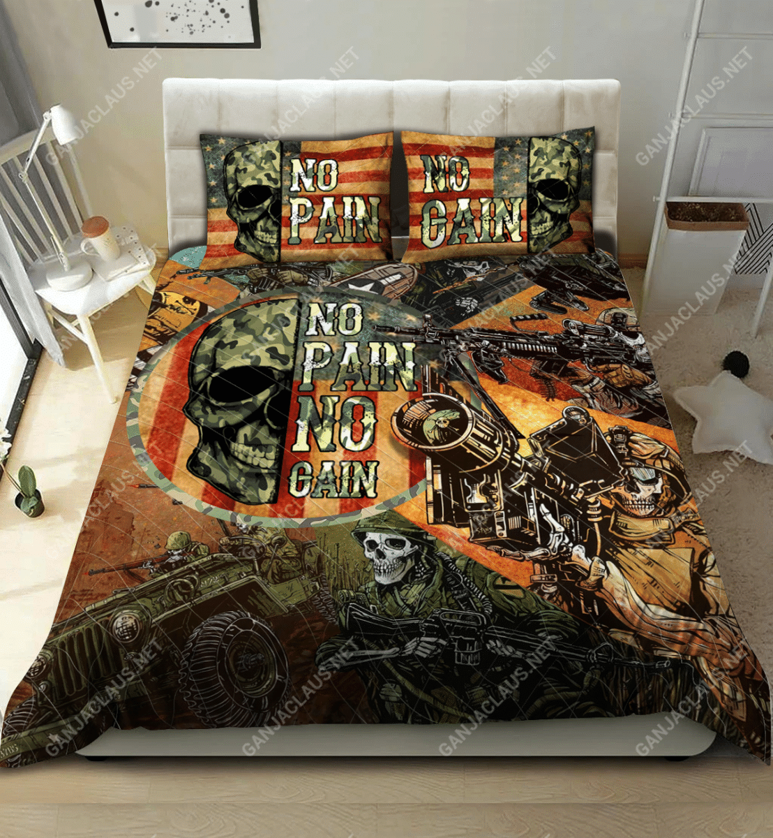 No Pain No Gain Veterans Bedding Set