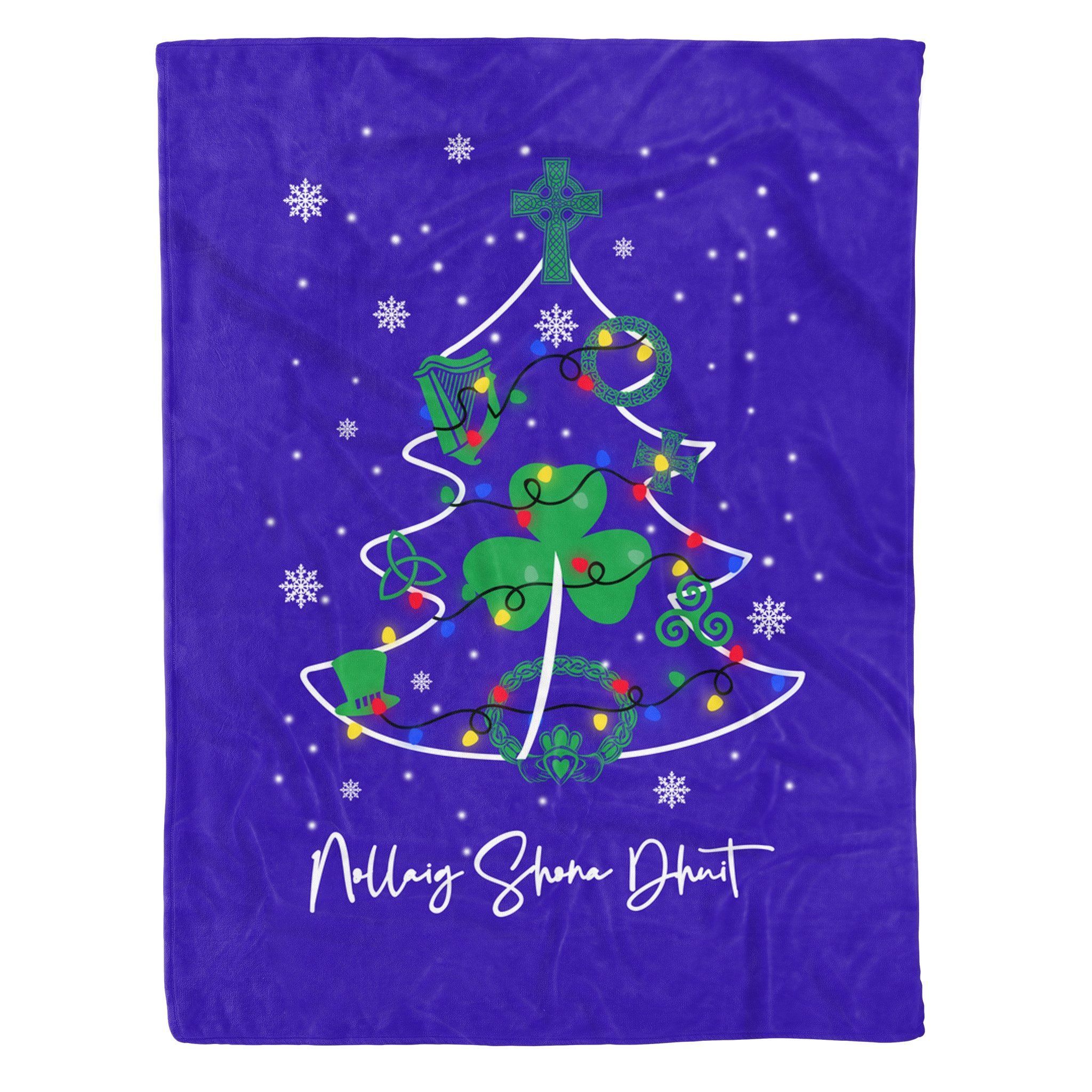 Nollaig Shona Dhuit Merry Christmas Irish Sherpa Fleece Blanket