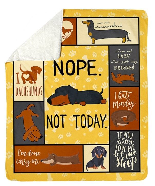 Nope Not Today Dachshund Sherpa Fleece Blanket
