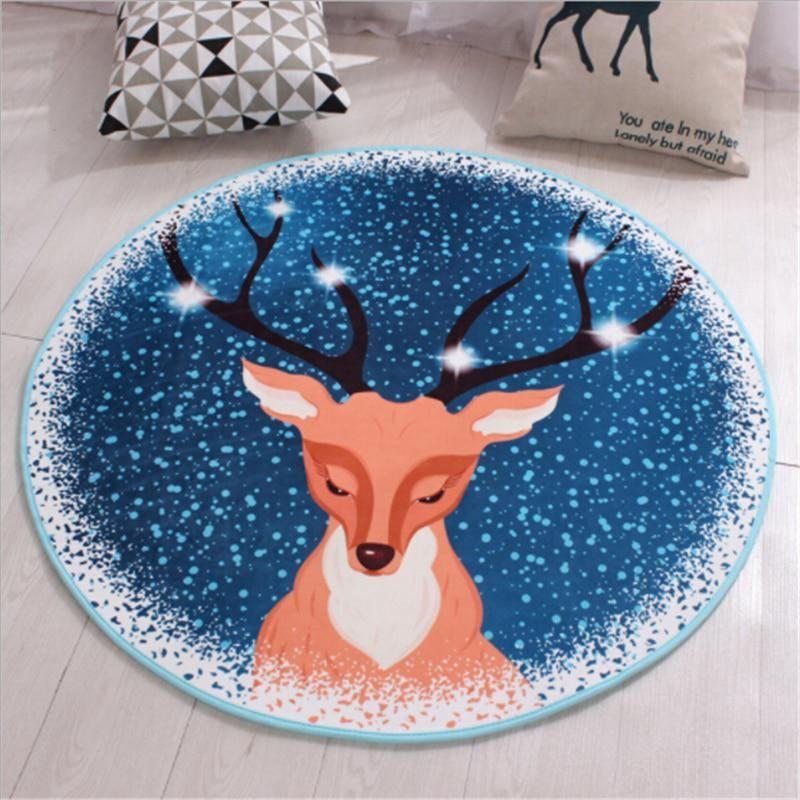 Nordic Style Cute Sad Deer Round Carpet