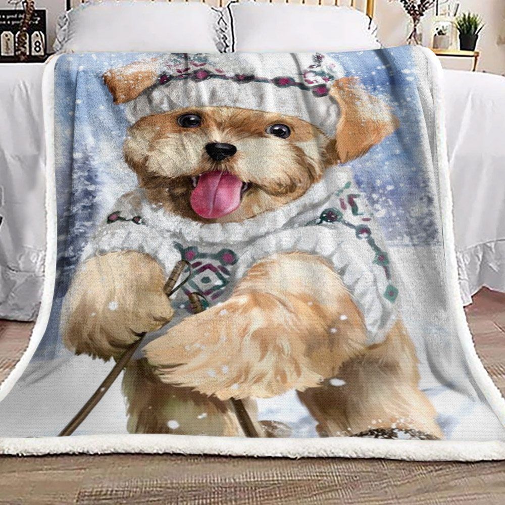 Norfolk Terrier Christmas Sherpa Fleece Blanket