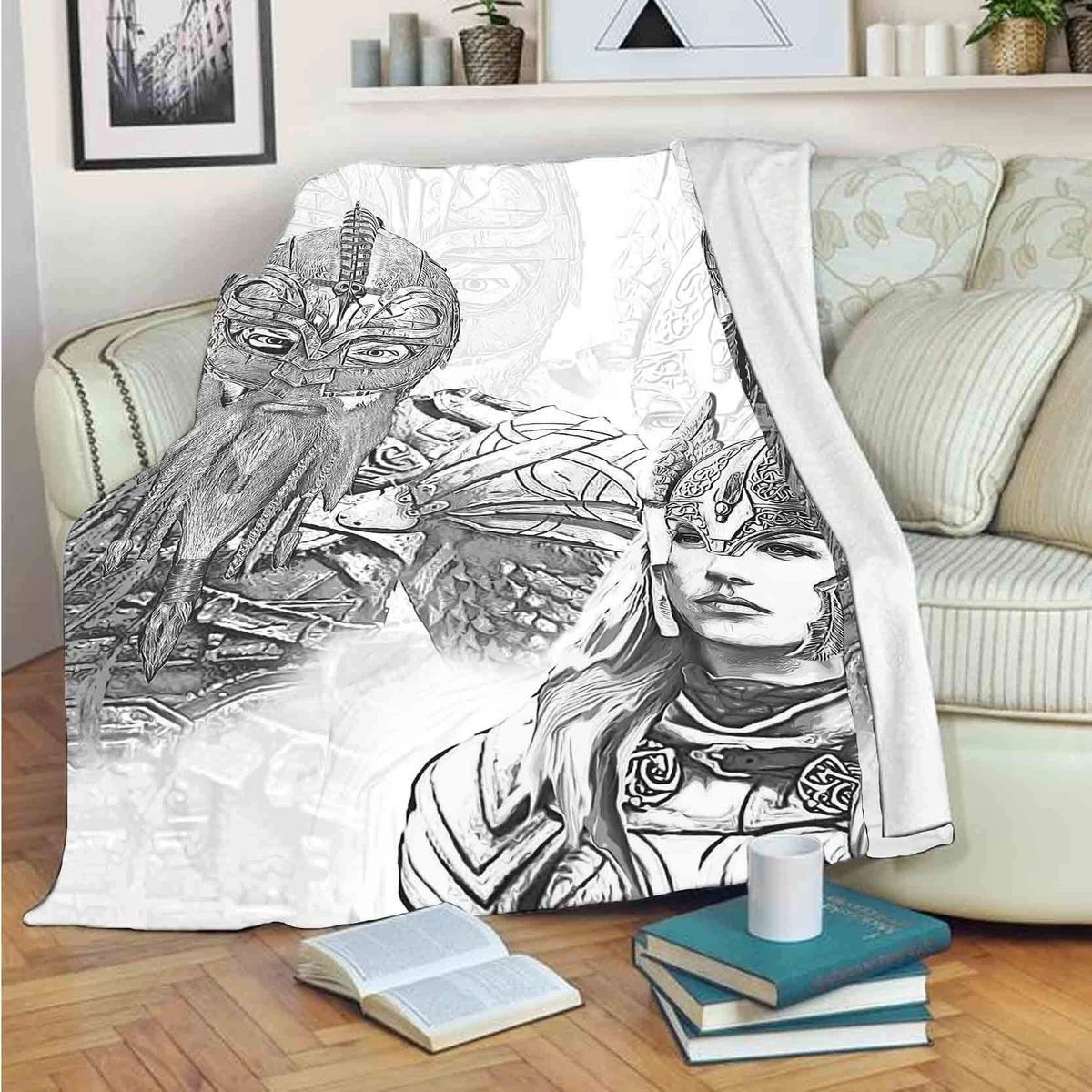 Norse Couple Sherpa Fleece Blanket