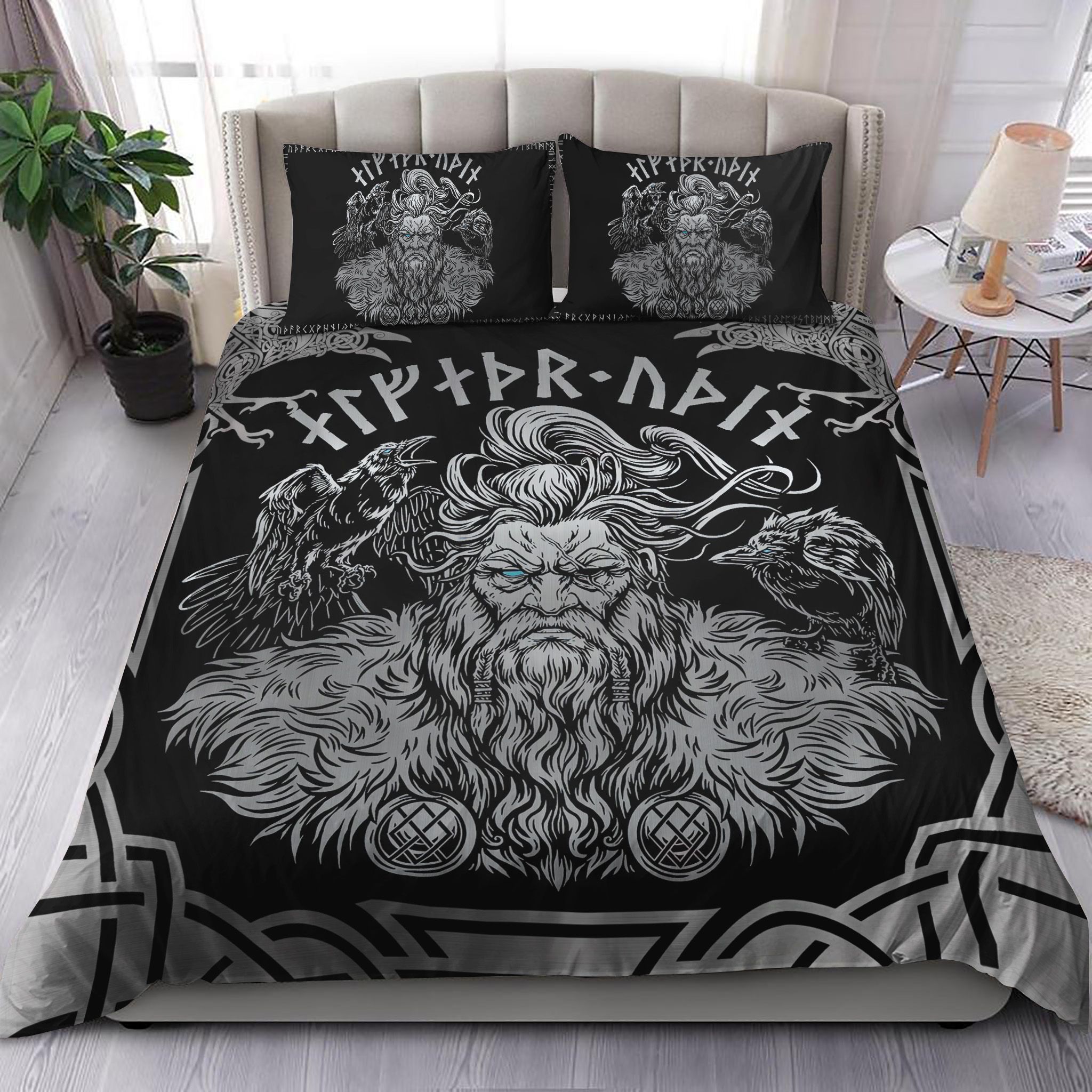 Norse Mythology Viking Allfather Odin Huginn Muninn Bedding Set