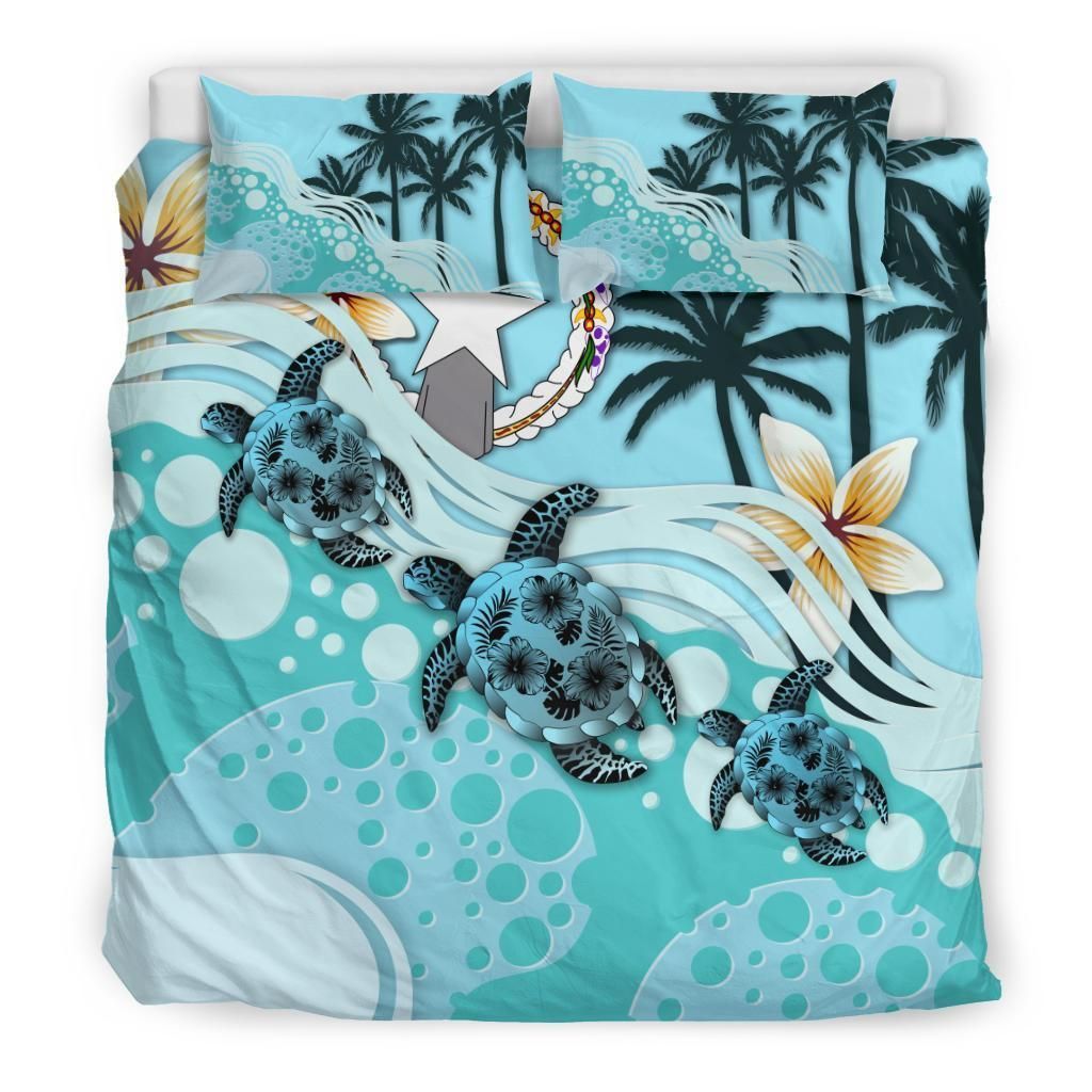 Northern Mariana Islands Blue Turtle Hibiscus Bedding Set