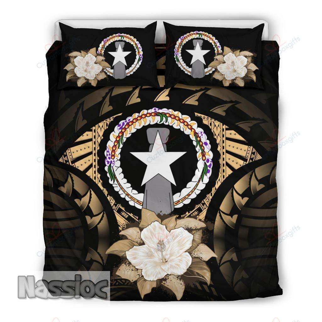 Northern Mariana Islands Gold Hibiscus Bedding Set