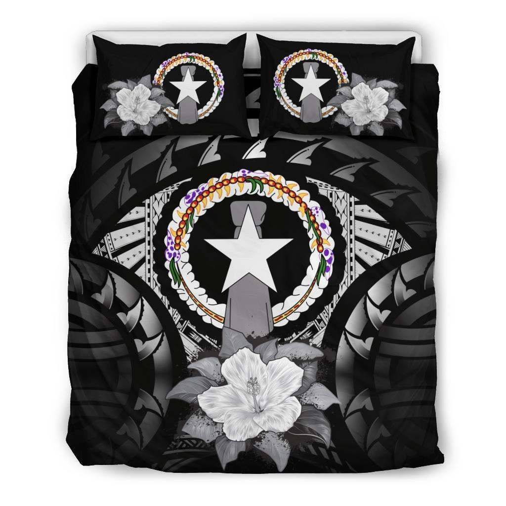 Northern Mariana Islands Gray Hibiscus Bedding Set