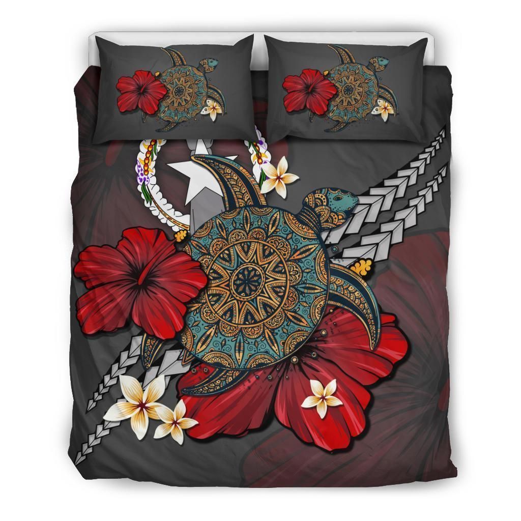 Northern Mariana Islands Gray Turtle Tribal Bedding Set