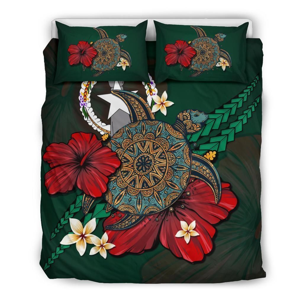 Northern Mariana Islands Green Turtle Tribal Bedding Set