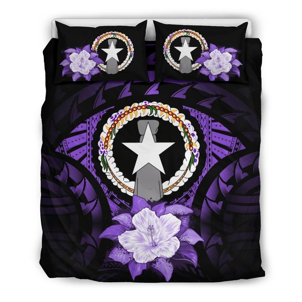 Northern Mariana Islands Purple Hibiscus Bedding Set