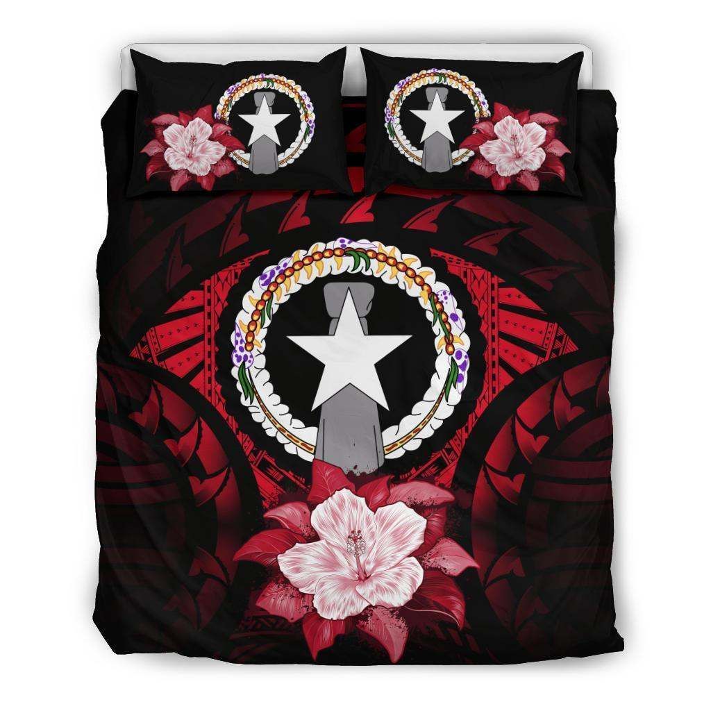 Northern Mariana Islands Red Hibiscus Bedding Set