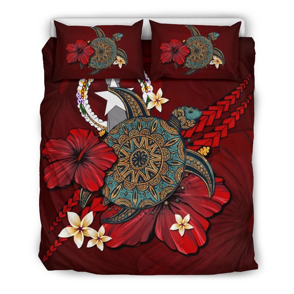 Northern Mariana Islands Red Turtle Tribal Bedding Set