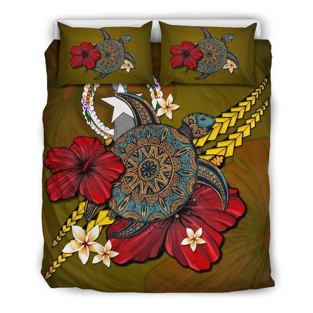 Northern Mariana Islands Yellow Turtle Tribal Bedding Set