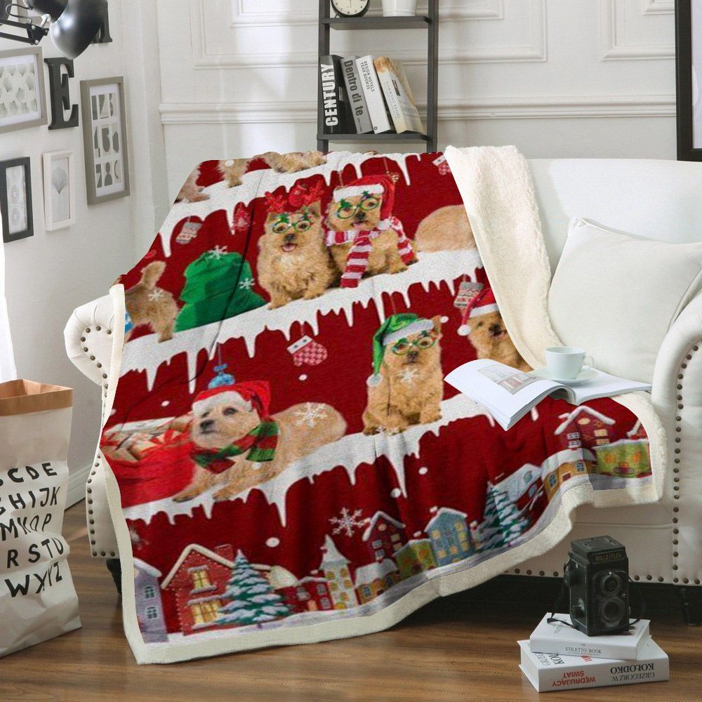 Norwich Terrier Snow Christmas Sherpa Fleece Blanket