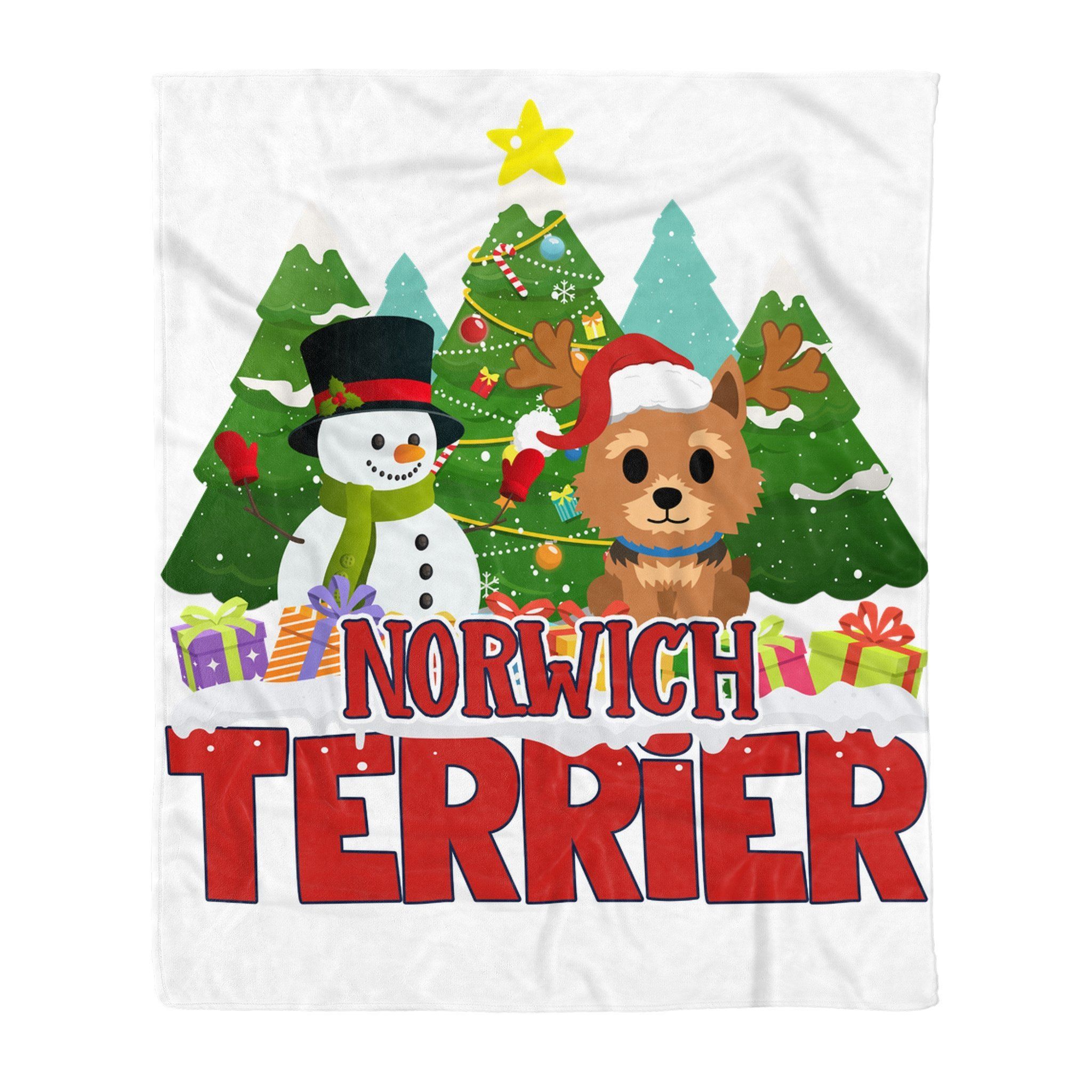Norwich Terrier Snowman Christmas Sherpa Fleece Blanket