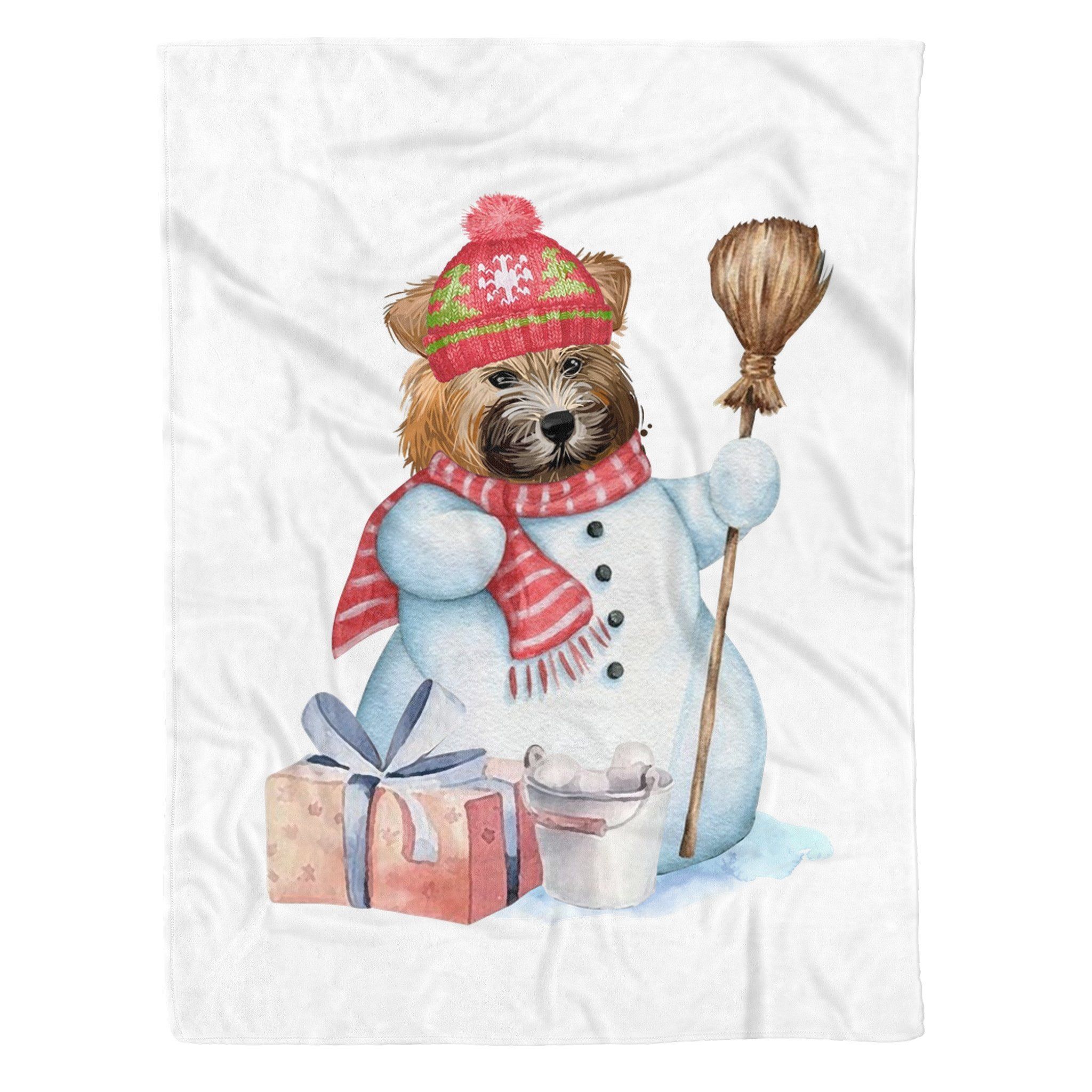 Norwich Terrier Snowman Christmas Sherpa Fleece Blanket