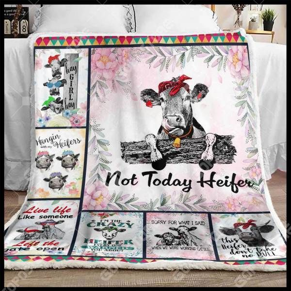 Not Today Heifer Cow Sherpa Fleece Blanket