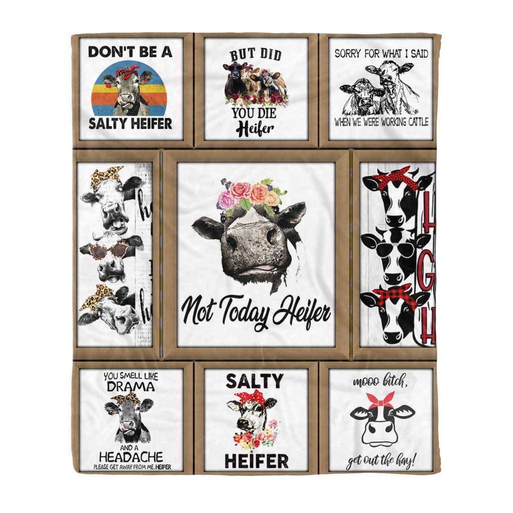 Not Today Heifer Cow Farming Sherpa Fleece Blanket