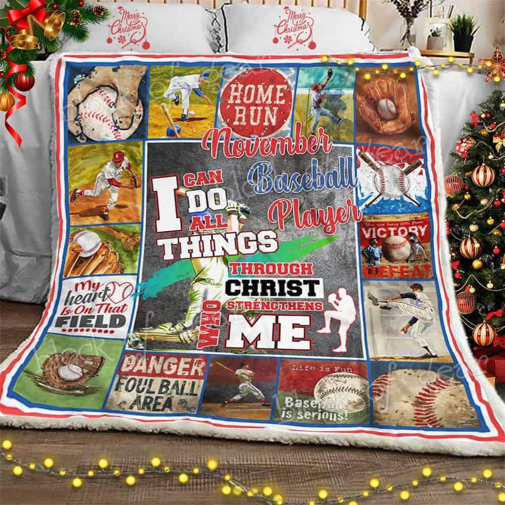 November Baseball Player Fleece Blanket