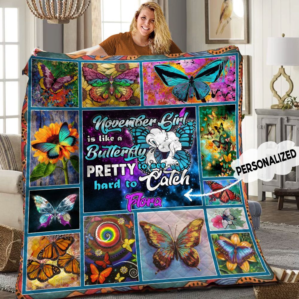November Butterfly Personalized Quilt Blanket HHH300542TN