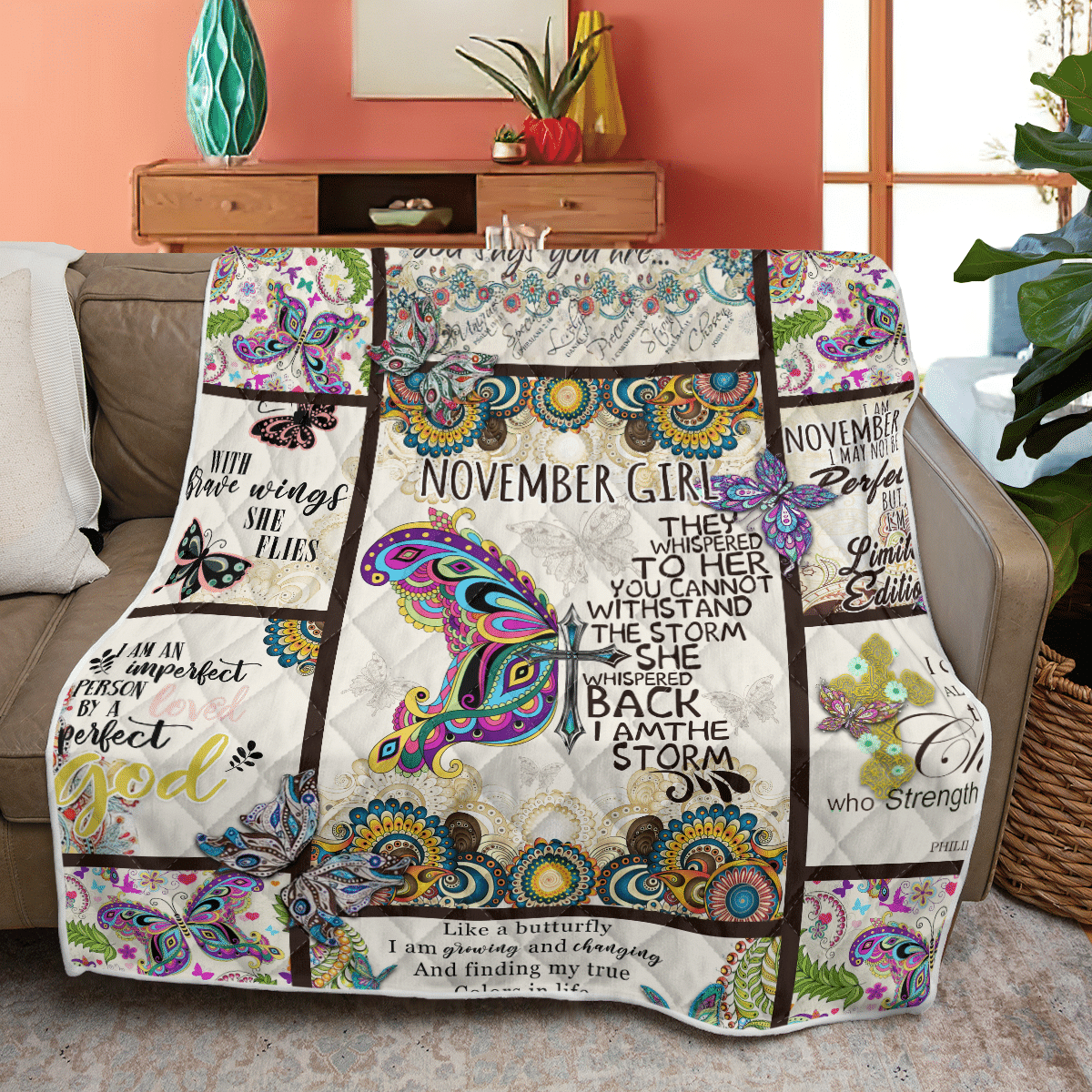 November Girl Colorful Youth Quilt Blanket DHC170614