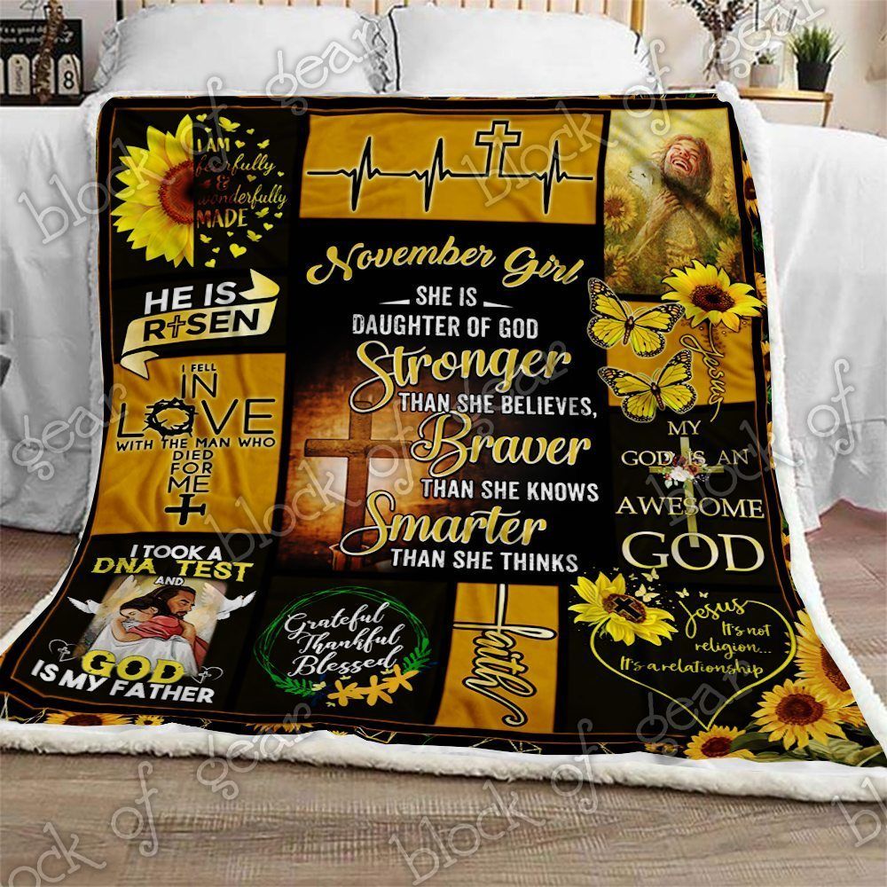 November Girl Daughter Of God Sherpa Fleece Blanket