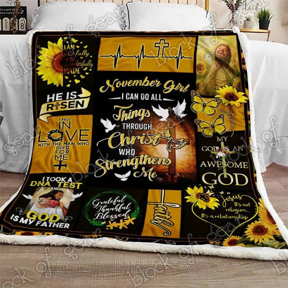 November Girl I Can Do All Things Fleece Blanket