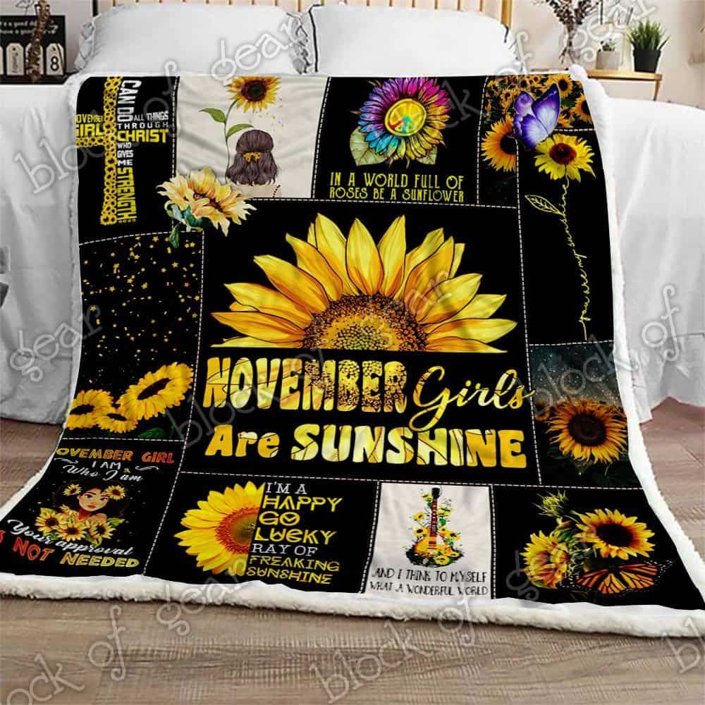 November Girls Are Sunshine Fleece Blanket