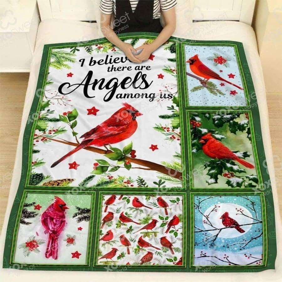 Ntx Cardinal Bird Angel Sherpa Fleece Blanket