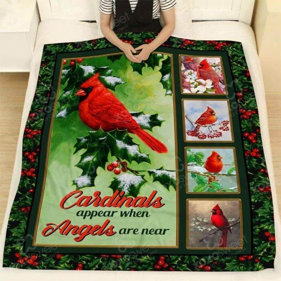 Ntx Cardinal Bird Green Sherpa Fleece Blanket