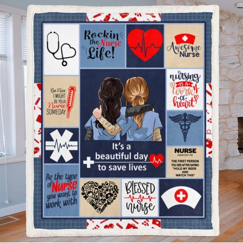 Nurse Sherpa Fleece Blanket