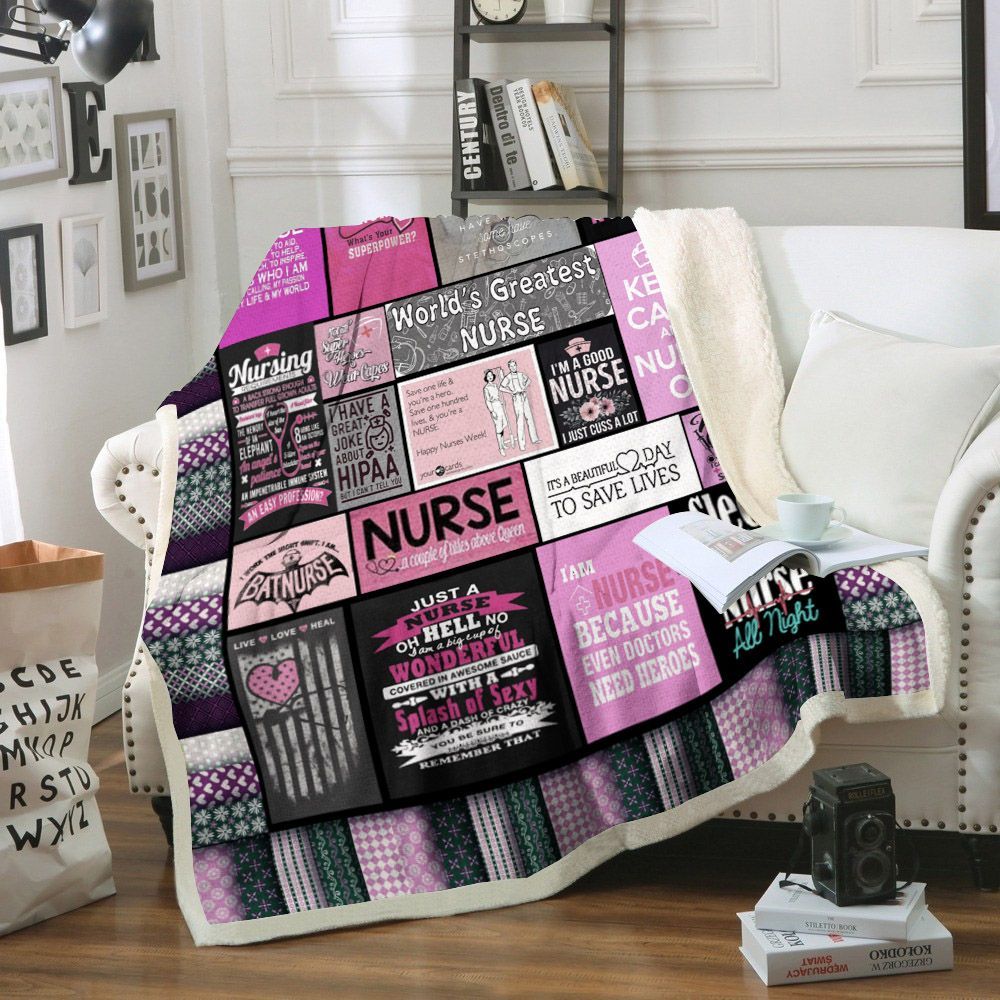 Nurse Sherpa Fleece Blanket