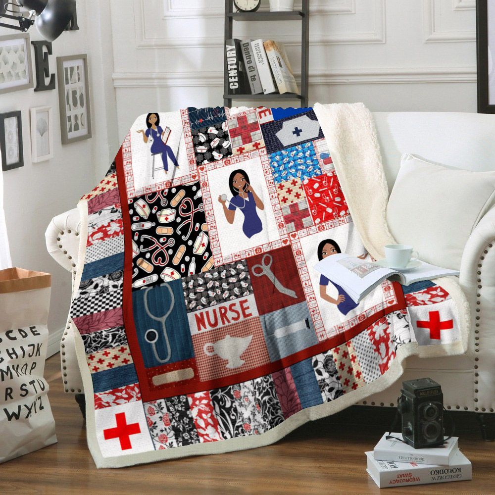 Nurse Sherpa Fleece Blanket