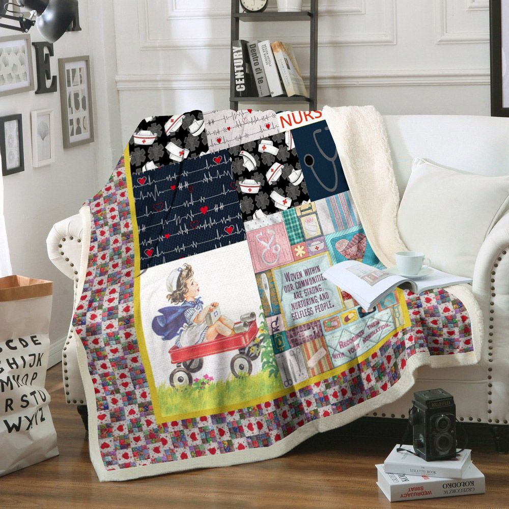 Nurse Sherpa Fleece Blanket