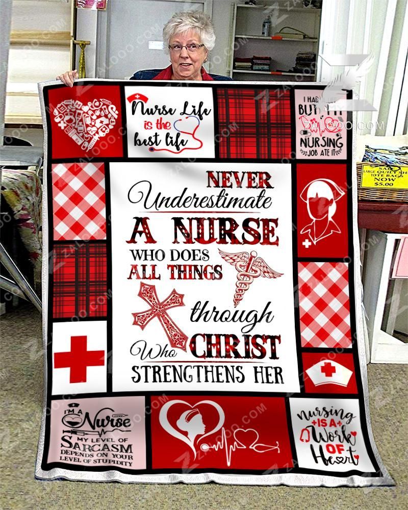 Nurse Sherpa Fleece Blanket