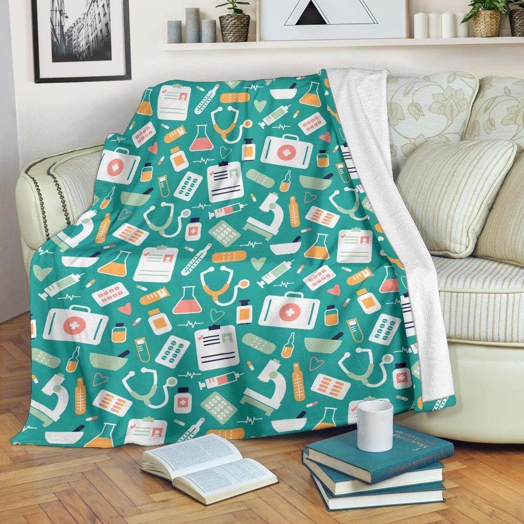 Nurse Sherpa Fleece Blanket