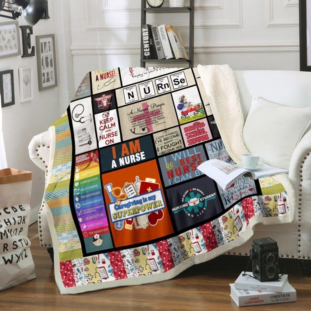 Nurse Sherpa Fleece Blanket