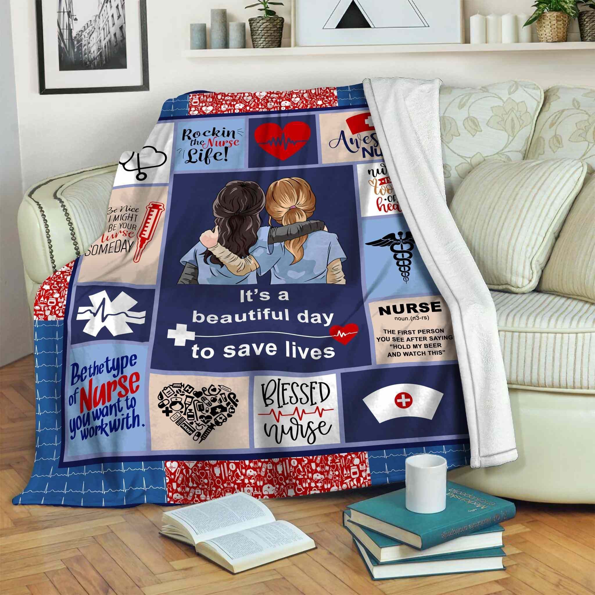 Nurse Sherpa Fleece Blanket