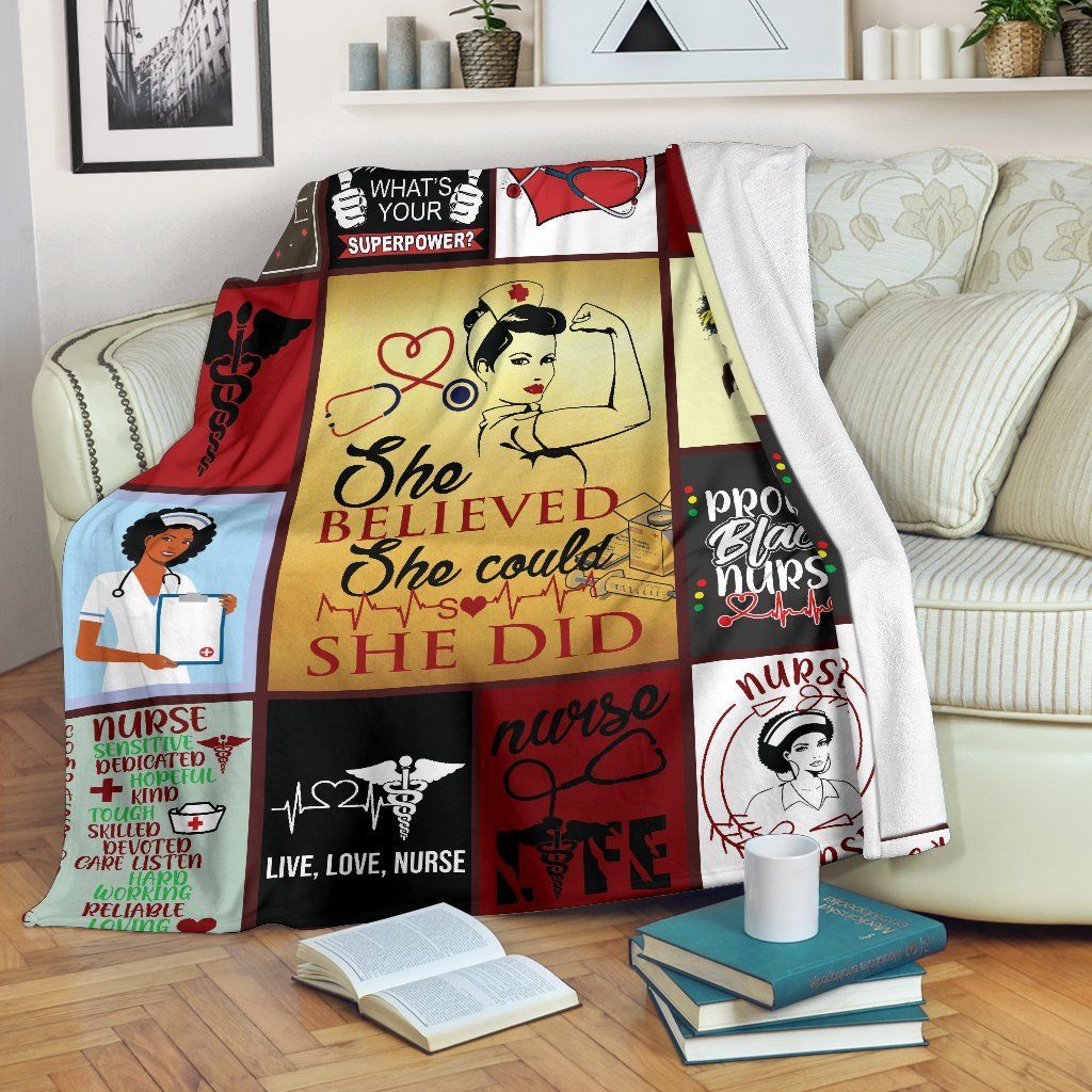 Nurse Sherpa Fleece Blanket